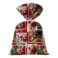 Kit 50 Embalagens Sacos M Presente Natal Papai Noel 25x37