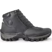 Bota Masculina Motociclista Cano Curto Ziper Motoboy Couro