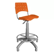 Cadeira Caixa Giratória Plástica Laranja Base Cinza - Ultra