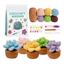 Kit De Inicio De Crochet Material Tejido De Suculenta 5pcs