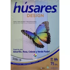 Papel Color Surtido A4 100 Hojas 75 Grs Resma Husares Pastel