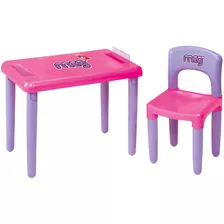 Mesa Mesinha Infantil Com Cadeira Rosa Meg - Magic Toys 