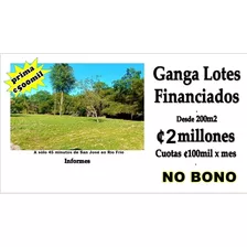 Ganga Hermosos Lotes A Pagos. A Sólo 1 Hora De San Jose