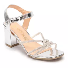 Zapatilla Abierta Con Brillos Dama Color Blanco Plata 3027