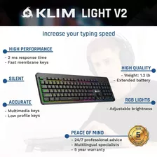 Klim Luz V2 Teclado Inalámbrico Recargable Con Diseño De Ee.