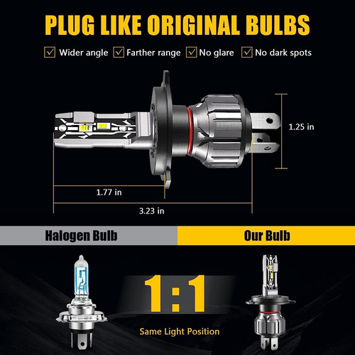 Hlxg-bombillas Led Canbus H4 De Alta Potencia, 25000lm Foto 2