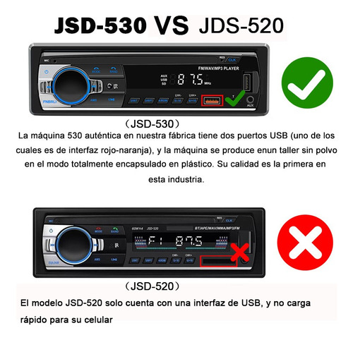 Autoestereo Mp3 Jsd-530 Bluetooth Usb 1 Din Radio Fm Aux Foto 2