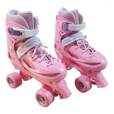 Patins Infantil 60kg Rosa Regulavel 4 Rodas Ajustavel