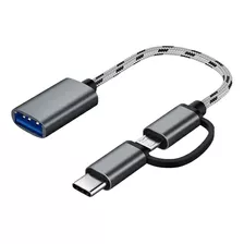 Cabo Adaptador Otg 2 Em 1 Micro-usb V8 Ou Tipo-c Usb 3.0