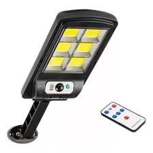 Luminária Solar Refletor Poste 100w Potente Led 12h Preta