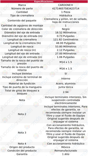 1 Cremallera Hidrulica Infiniti I30 96 Al 99 Cardone Reman Foto 5