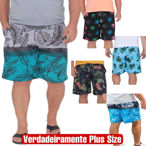 Shorts Bermuda Estampada Plus Size Verão Praia Piscina Roupa
