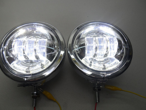 Faros Auxiliares Cromo Moto Chooper 4.5 ''  Metal 2pz Foto 3