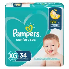 Fraldas Pampers Confort Sec Xg 34 U