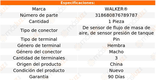 1- Conector Sensor Ftp, Sensor Maf Lss V6 3.8l 96/99 Walker Foto 4