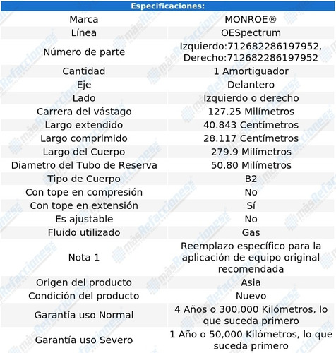 Amortiguador Oespectrum Gas Del Saab 9-7x 05-09 Monroe Foto 2