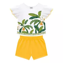 Conjunto Infantil Menina Blusa E Short Nanai Algodão