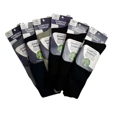 Calcetines Hombre Bambú Diabético Sin Costura (solo Negro)x6