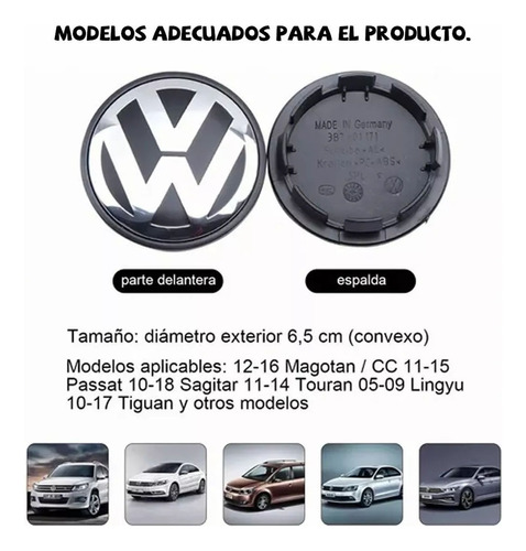 4 Tapas Centro De Rin Volkswagen Vw, A4, Vento, Polo, 65mm Foto 3