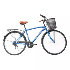 Bicicleta Paseo Masculina Roma Uomo City R26 6v Color Azul Con Pie De Apoyo