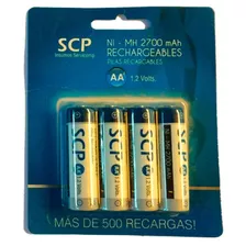 Blister 4 Pilas Aa Recargables Scp 2700 Mah Maxima Duracion!