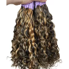 Cabelo Cacheado Morena Iluminada Limpo Humano 55cm 200gr