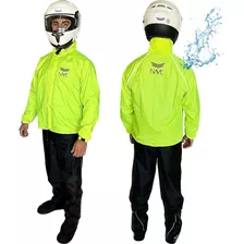 Capa De Chuva Motoqueiro Moto Nylon Com Capuz Nave Vision