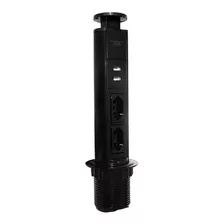 Torre De Tomada Retrátil Embutir Multiplug 2 Tomadas + 2 Usb