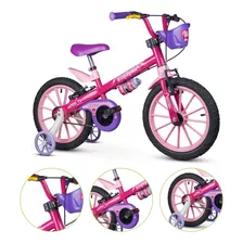 Bicicleta Aro 16 Pink Cestinha Menina Com Rodinha Infantil