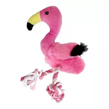Brinquedo Para Cachorro Cães Pelúcia Pet Com Corda Mordedor Cor Flamingo