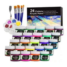 Kit De Pintura Acrílica 24 Colores 100 Ml Y Oleo Pincel 6pzs