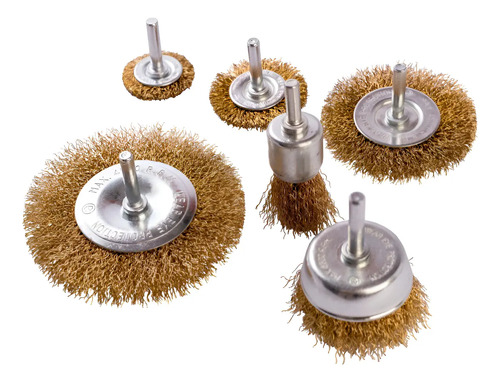 Set Cepillos Acero Para Taladro Hamilton 6 Pz Plano Copa Bk6 Cod. Bk6 Dgm Amarillo