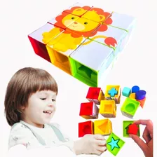 Quebra-cabeça Em Cubos Vertical D Animais C/ Multi Encaixes 