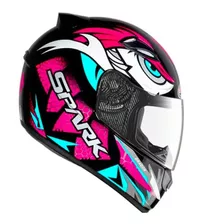 Capacete Fechado Ebf New Spark Dragon Preto Fosco Rosa