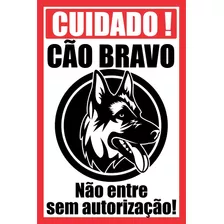 Placa Cuidado Cão Bravo Tamanho 20x30cm Alta Definição Mod8