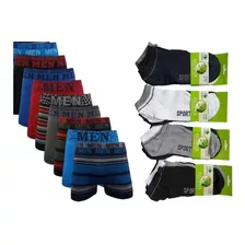 Combo Hombre 6 Boxer + 12 Pares De Medias Soquetes