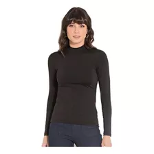 Blusa Feminina Gola Alta Manga Longa Preta Frio Segunda Pele