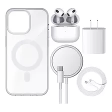 5kit Cargador Inalámbrico iPhone Magsafe + Audífonos + Funda