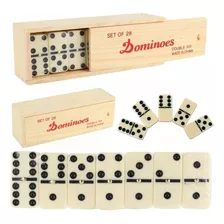 Set Dominó Clásico Caja De Madera Grande 28pcs Alta Calidad