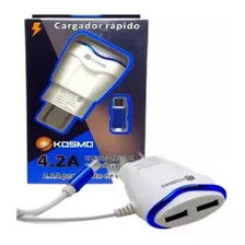 Cargador Celular Ficha Usb C Rápido 4.2 Amp Kosmo Mas 2 Usb