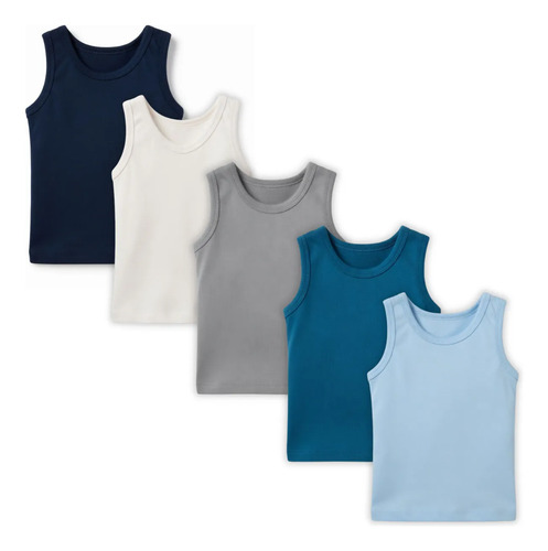 Kit 5 Pçs Camiseta Regata Infantil Bebe 100% Algodão Menino