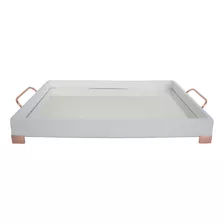 Bandeja Branca Decoração Bancada Café Luxo Home B219 Rose