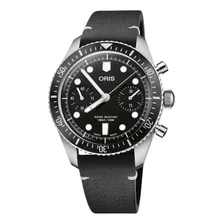 Reloj Oris Divers Sixty-five Chronograph 01 771 7791 4054-07 Correa Negro Bisel Plateado Fondo Negro