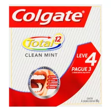 Pasta De Dentes Infantil Colgate Total 12 Clean Mint Em Creme Sem Glúten Pacote X 4