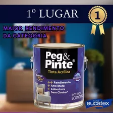 Tinta Eucatex Acrilica Pintura Parede Peg E Pinte 3,6l Cores Cor Branco/gelo