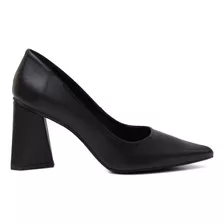 Sapato Feminino Preto Salto Grosso 8cm Envio Rápido Full