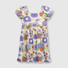 Vestido De Niñas Flores Damasco (2 A 12 Años)