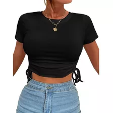 Blusa Cropped Com Franzido Nas Laterais