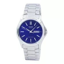 Reloj Casio /fecha/ (mtp-1239d-2adf) Analógico / Original! Color De La Correa Plateado Color Del Bisel Plateado Color Del Fondo Azul