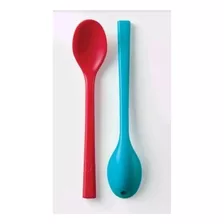 Set 4 Cucharas Popotes Azul Y Rojo Betterware